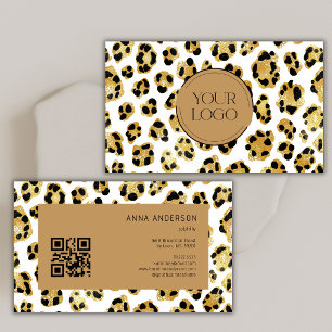 Carte De Visite Code QR personnalisé avec impression de léopard gu