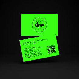 Carte De Visite Code QR personnalisé de la société avec logo vert 
