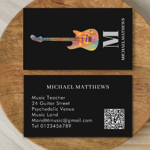 Carte De Visite Code QR personnalisé de l'enseignant de guitare
