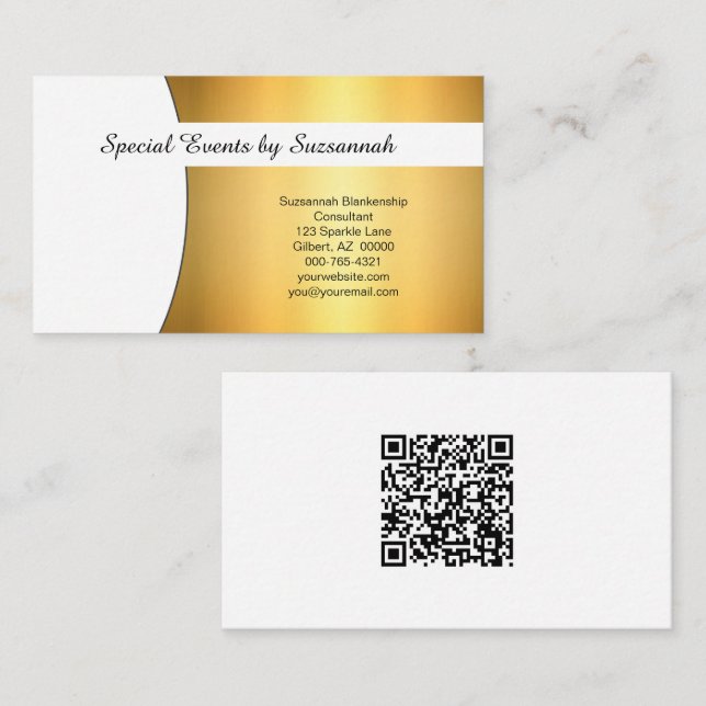 Carte De Visite Code QR personnalisé Gold Flare professionnel (Devant / Derrière)