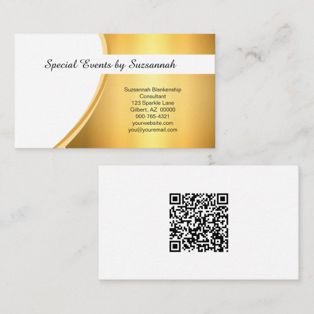 Carte De Visite Code QR personnalisé Gold Flare professionnel (Devant / Derrière)