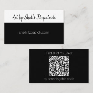 Carte De Visite Code QR personnalisé minimaliste noir et blanc