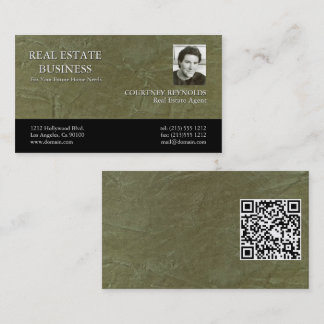 Carte De Visite Code QR personnalisé Minimaliste Vert Enduit 2