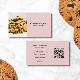 Carte De Visite Code QR personnalisé pour boulangerie rose