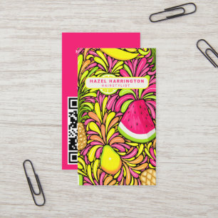 Carte De Visite Code QR personnalisé Scannable Tropical Colorful F