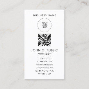 Carte De Visite Code QR personnalisé Téléchargez votre propre logo
