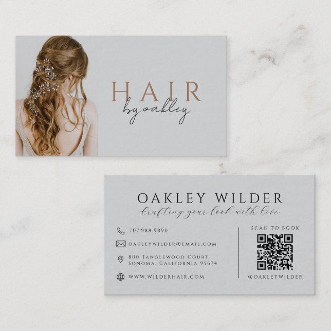 Carte De Visite Code QR Photo Coiffeur (Devant / Derrière)