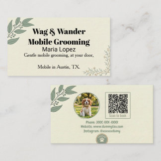 Carte De Visite Code QR photo d'animal de compagnie Eucalyptus Ver