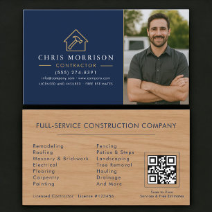 Carte De Visite Code QR photo de construction de bâtiment en bois