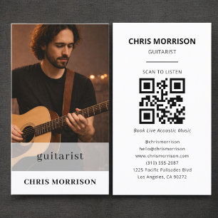 Carte De Visite Code QR photo de guitariste