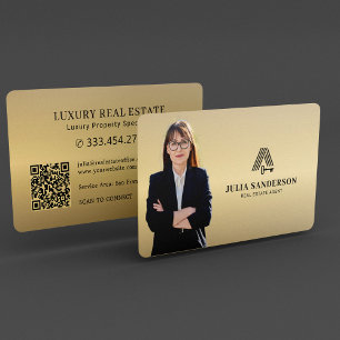 Carte De Visite Code QR photo de l'agent immobilier de luxe en mét