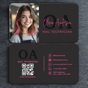 Carte De Visite Code QR photo de spécialiste en onglerie professio