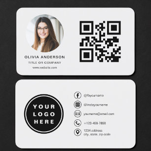 Carte De Visite Code QR Photo Gris
