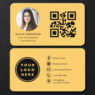 Carte De Visite Code QR Photo Jaune