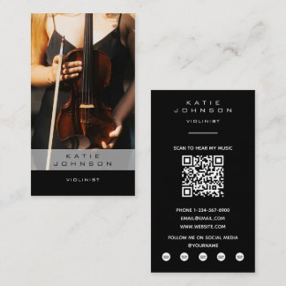 Carte De Visite Code QR photo musicien violoncelliste