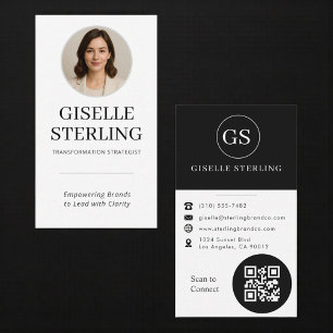 Carte De Visite Code QR photo noir et blanc