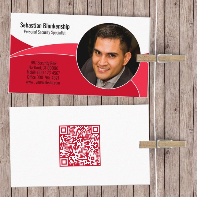 Carte De Visite Code QR photo personnalisé professionnel de la séc (Créateur téléchargé)