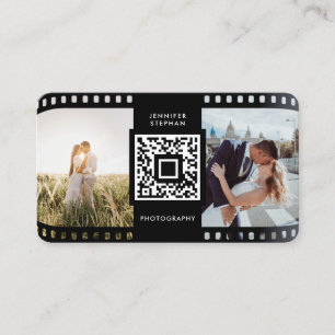 Carte De Visite Code QR Photo Photographe Pellicule Noir Blanc