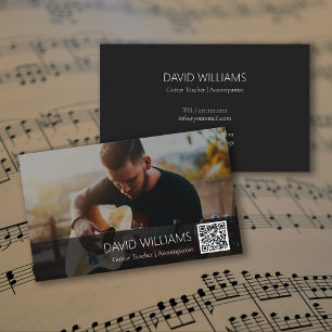 Carte De Visite Code QR Photo Professeur de Musique Chanteur Auteu