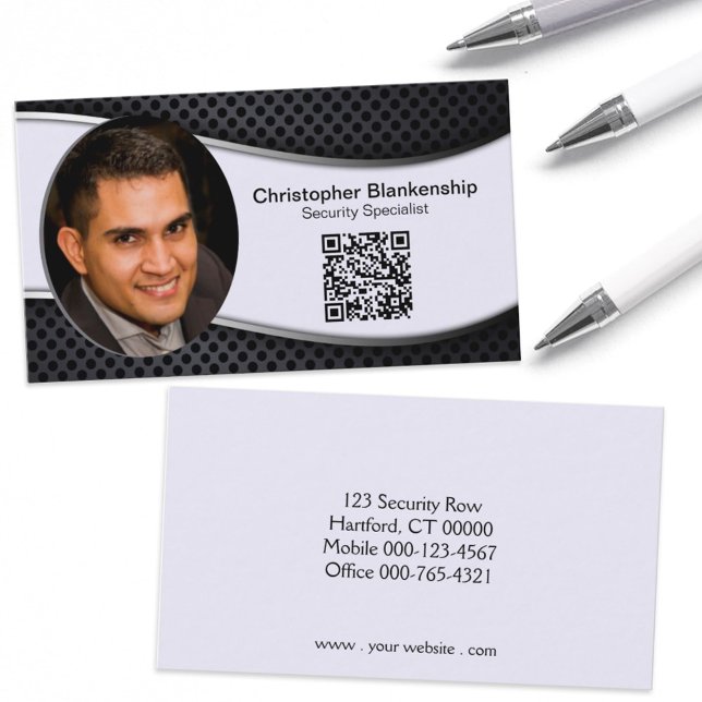 Carte De Visite Code QR photo professionnel de sécurité personnali (Créateur téléchargé)
