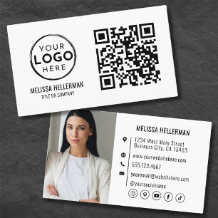 Carte De Visite Code QR Photo Professionnel Moderne Votre Logo