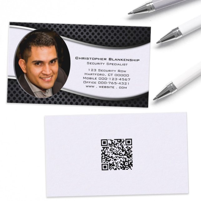 Carte De Visite Code QR photo professionnel noir blanc (Créateur téléchargé)