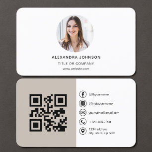Carte De Visite Code QR photo Taupe