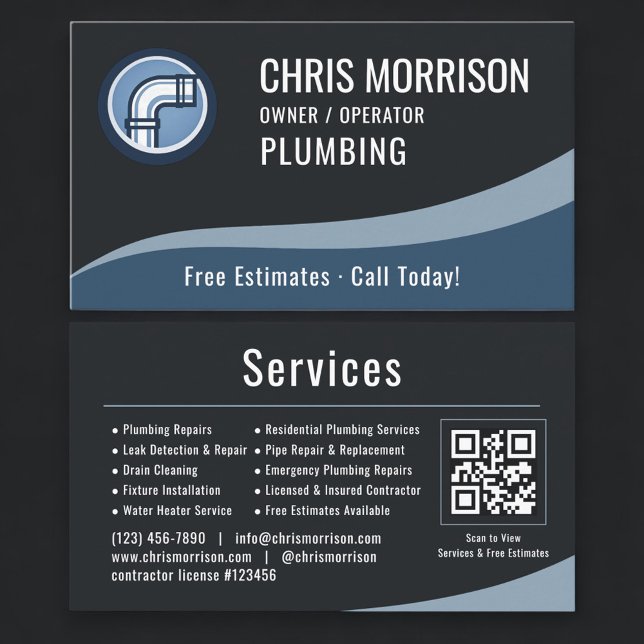 Carte De Visite Code QR Plomberie Plombier (Créateur téléchargé)