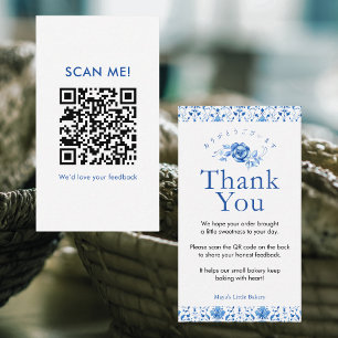Carte De Visite Code QR pour laisser un avis sur le damas bleu mar