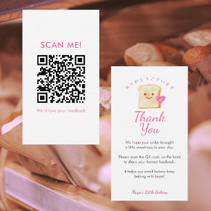 Carte De Visite Code QR pour laisser un avis sur le pain Kawaii ro