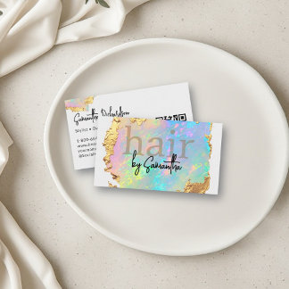 Carte De Visite Code QR pour Salon de Coiffure Holographique Iride