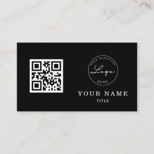 Carte De Visite Code QR Professional Black Classic Logo personnali
