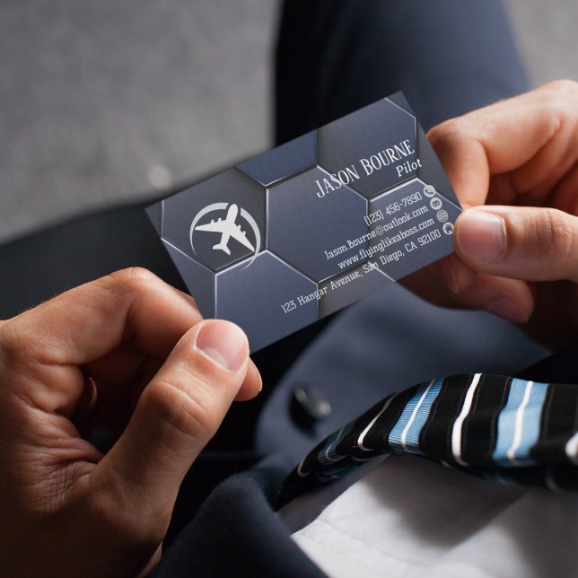 Carte De Visite Code QR professionnel Aviation Marine Blue Modern (Créateur téléchargé)