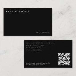 Carte De Visite Code QR professionnel Black Business moderne