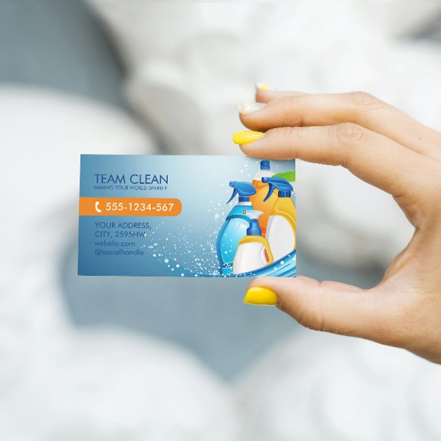 Carte De Visite Code QR professionnel de la société de nettoyage (Créateur téléchargé)