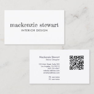 Carte De Visite Code QR professionnel de lettrage à la main minima