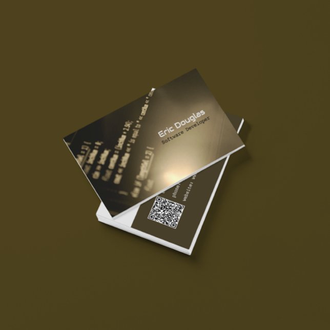 Carte De Visite Code QR professionnel de logiciel Brown unique (Créateur téléchargé)