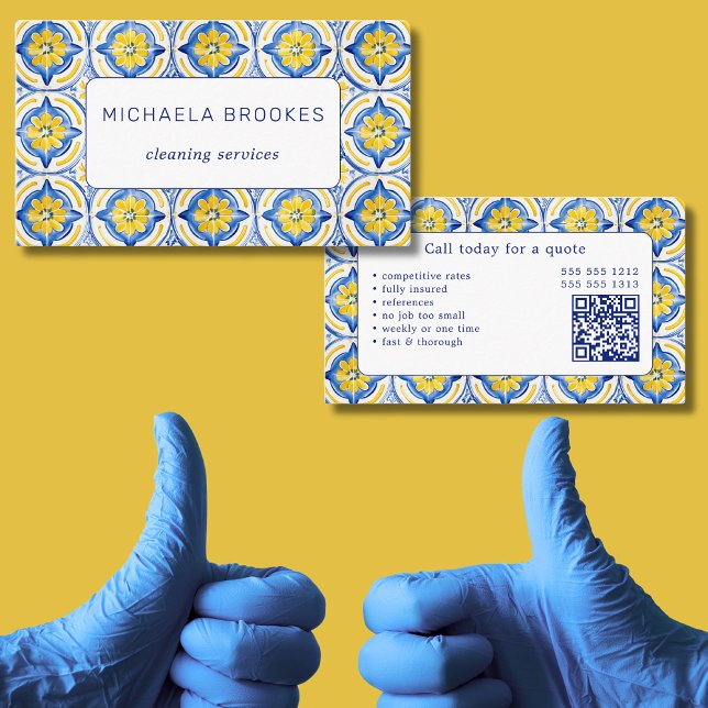 Carte De Visite Code QR professionnel des services de nettoyage (Créateur téléchargé)