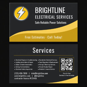 Carte De Visite Code QR Professionnel Électricien
