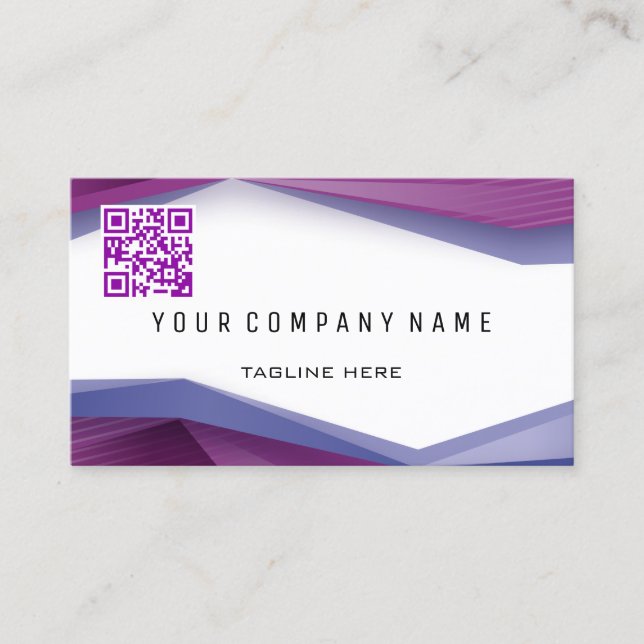 Carte De Visite Code QR professionnel lignes géométriques Plum liv (Devant)