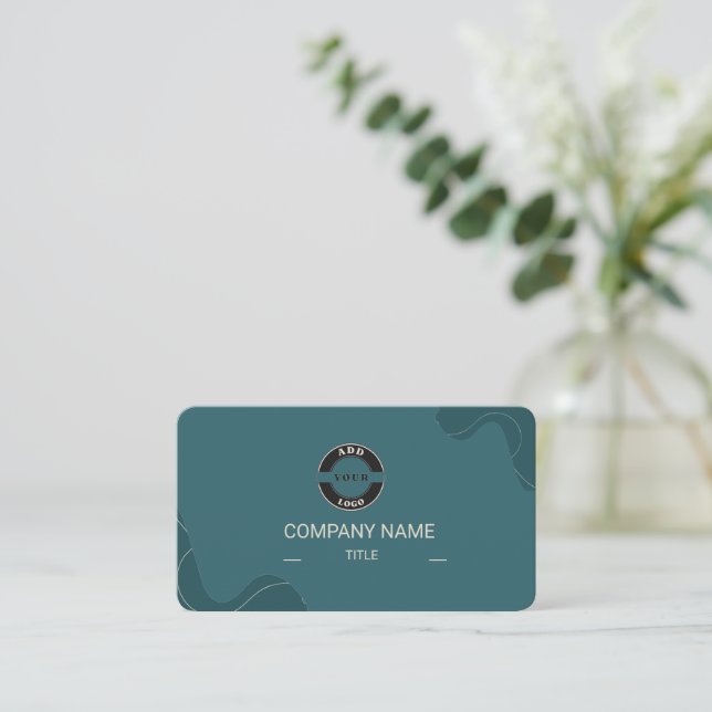 Carte De Visite Code QR Professionnel Luxe Sarcelle et Crème (Debout devant)