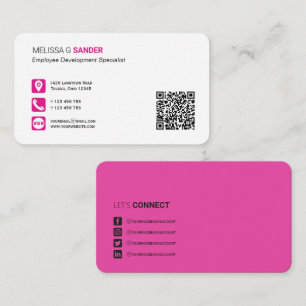 Carte De Visite Code QR professionnel médias sociaux hot rose aff