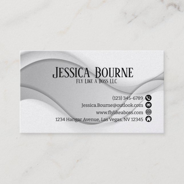 Carte De Visite Code QR professionnel minimal Argent blanc (Devant)