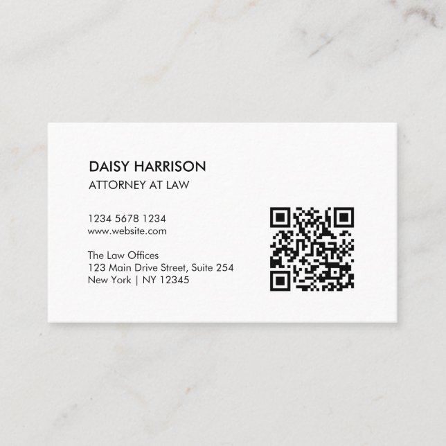 Carte De Visite Code QR professionnel minimal blanc (Devant)