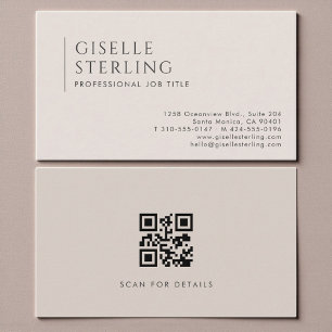 Carte De Visite Code QR Professionnel Minimaliste Bohème Beige