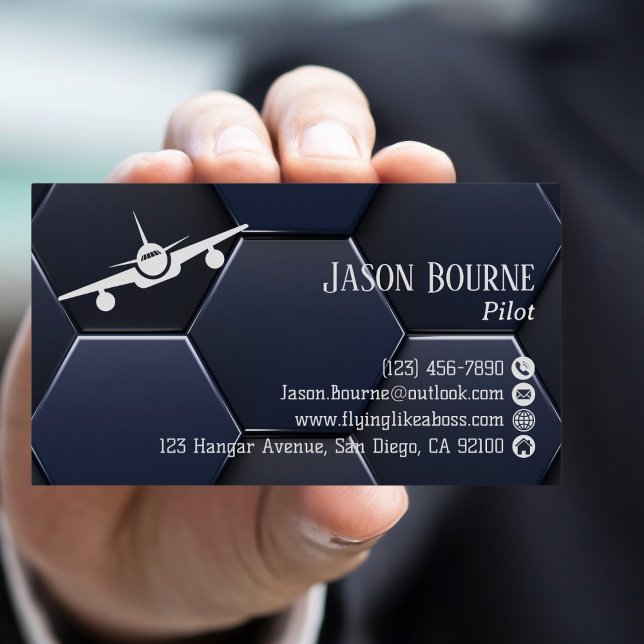 Carte De Visite Code QR professionnel moderne bleu et blanc, Aviat (Créateur téléchargé)