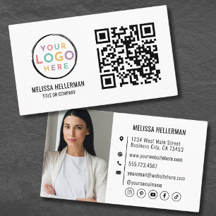Carte De Visite Code QR professionnel moderne Photo Votre logo