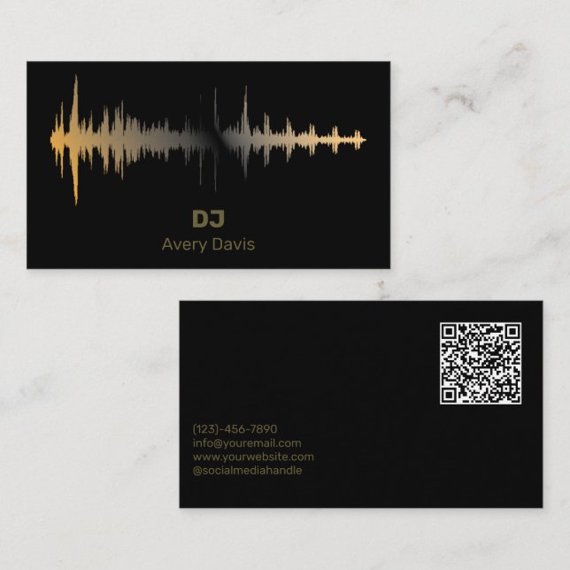 Carte De Visite Code QR Professionnel Rythme Musical DJ Deejay Mod (Devant / Derrière)