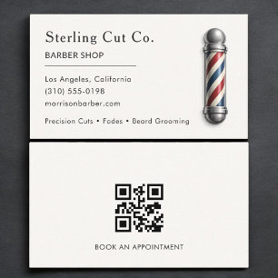 Carte De Visite Code QR Professionnel Salon de Coiffure Minimalist