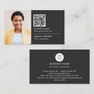Carte De Visite Code QR professionnel simple logo de relecteur pho